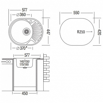 картинка Мойка для кухни Ukinox FAD 577 GT (0,6) R сатин 