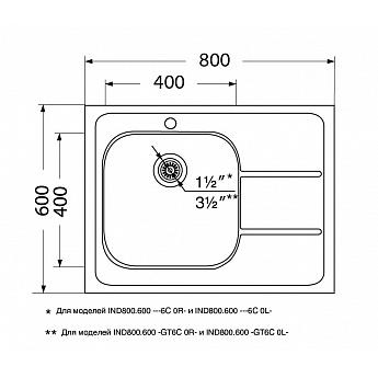 картинка Мойка для кухни Ukinox Иннова IND800.600 ---6C 0L- 