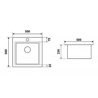 картинка Мойка для кухни Premial PR5050 (G) ГРАФИТ (3мм) 