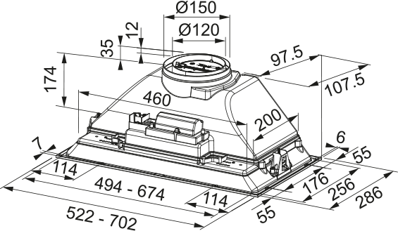 картинка Кухонная вытяжка полновстраиваемая Franke FBI 525 XS 