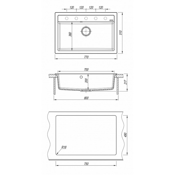 картинка Мойка для кухни Florentina ЛИПСИ-770  картинка Мойка для кухни Florentina ЛИПСИ-770