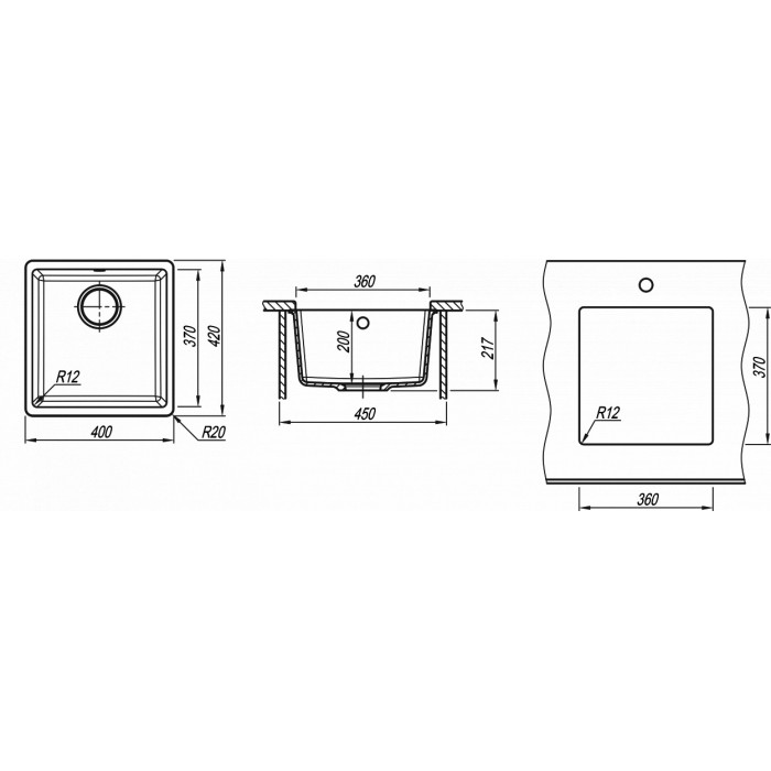 картинка Мойка для кухни Florentina Вега-360  картинка Мойка для кухни Florentina Вега-360