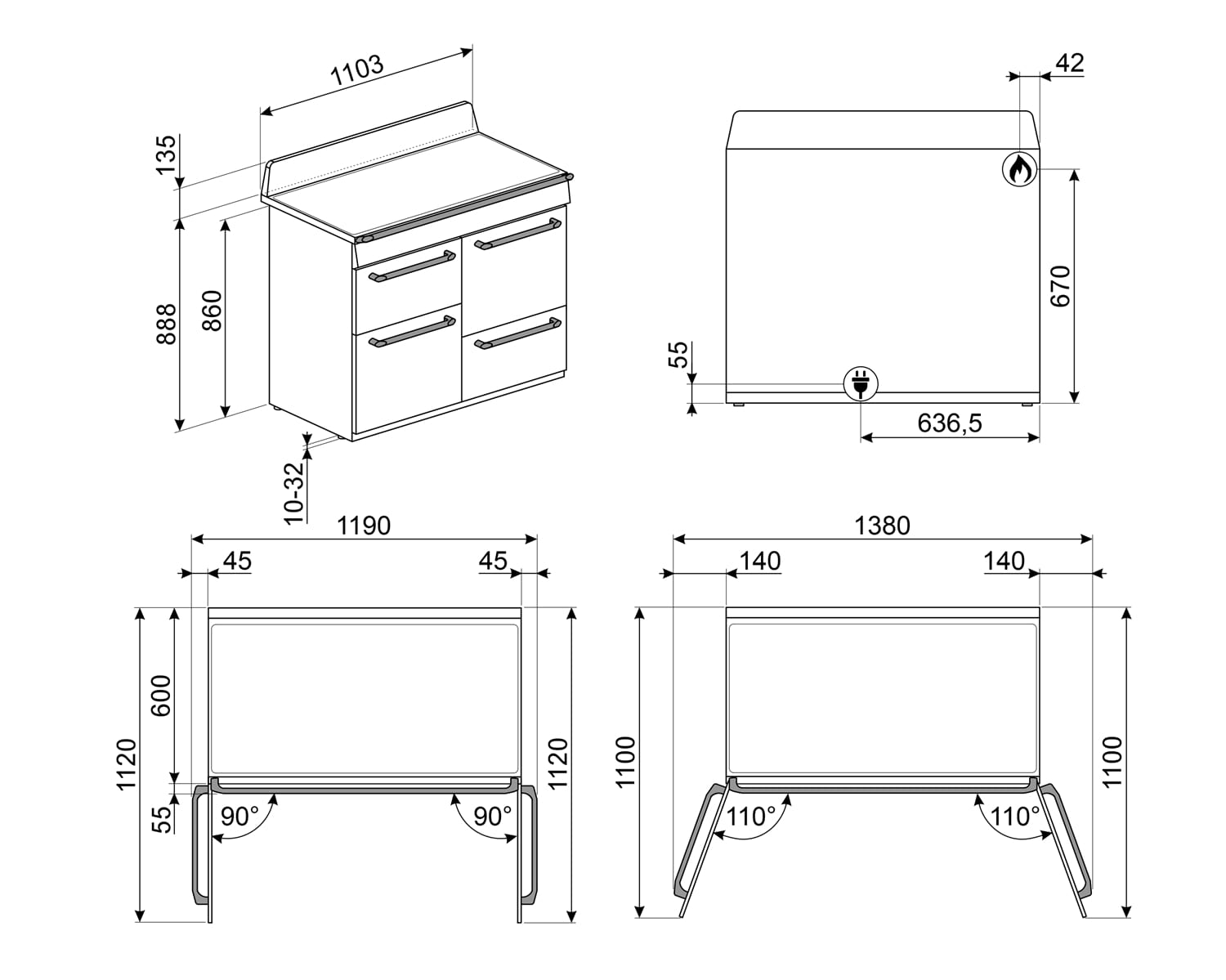 картинка Комбинированная кухонная плита Smeg TR4110P1 