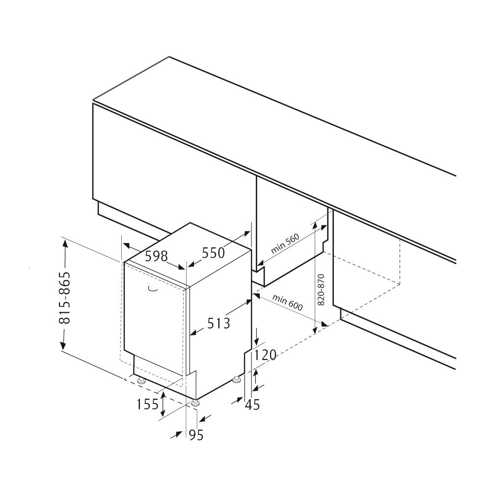 Размеры посудомоечной машины для кухни под столешницу