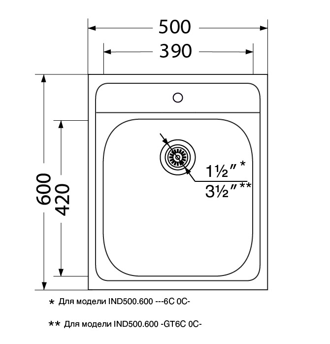 картинка Мойка для кухни Ukinox Иннова IND500.600 -GT6C 0C 