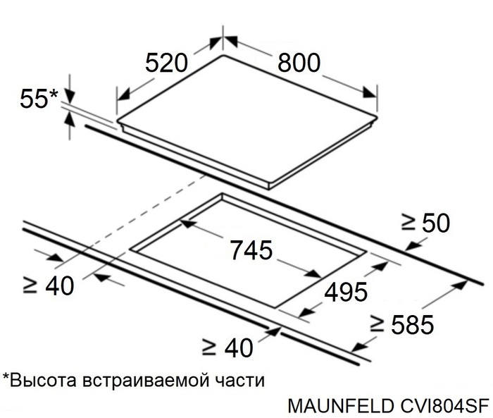 картинка Индукционная варочная панель Maunfeld CVI804SFLGR Inverter 