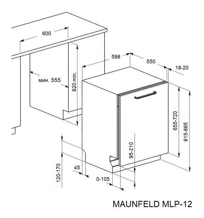 картинка Посудомоечная машина Maunfeld MLP-12I Light Beam 