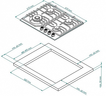 картинка Газовая варочная панель Kuppersberg FS 610 Ant Silver 