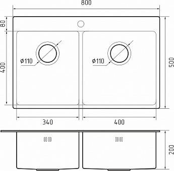 картинка Мойка для кухни Rivelato Rinox 8050 B2 