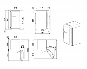 картинка Отдельностоящий холодильник Smeg FAB10LOR6 