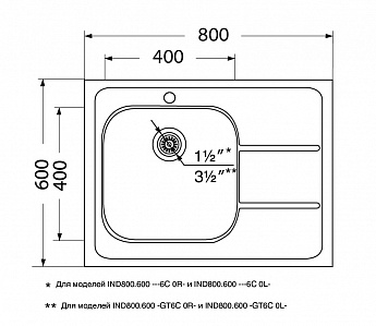 картинка Мойка для кухни Ukinox IND800.600 -GT6C 0R- сатин 