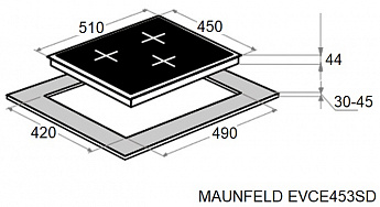 картинка Электрическая варочная панель Maunfeld EVCE453SDPBK 