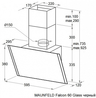 картинка Кухонная вытяжка Maunfeld Falcon 60 Glass черный 